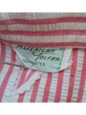 True Vintage Golf Skirt 24W 24" 1950s American Golfer Pink Seersucker Pencil
